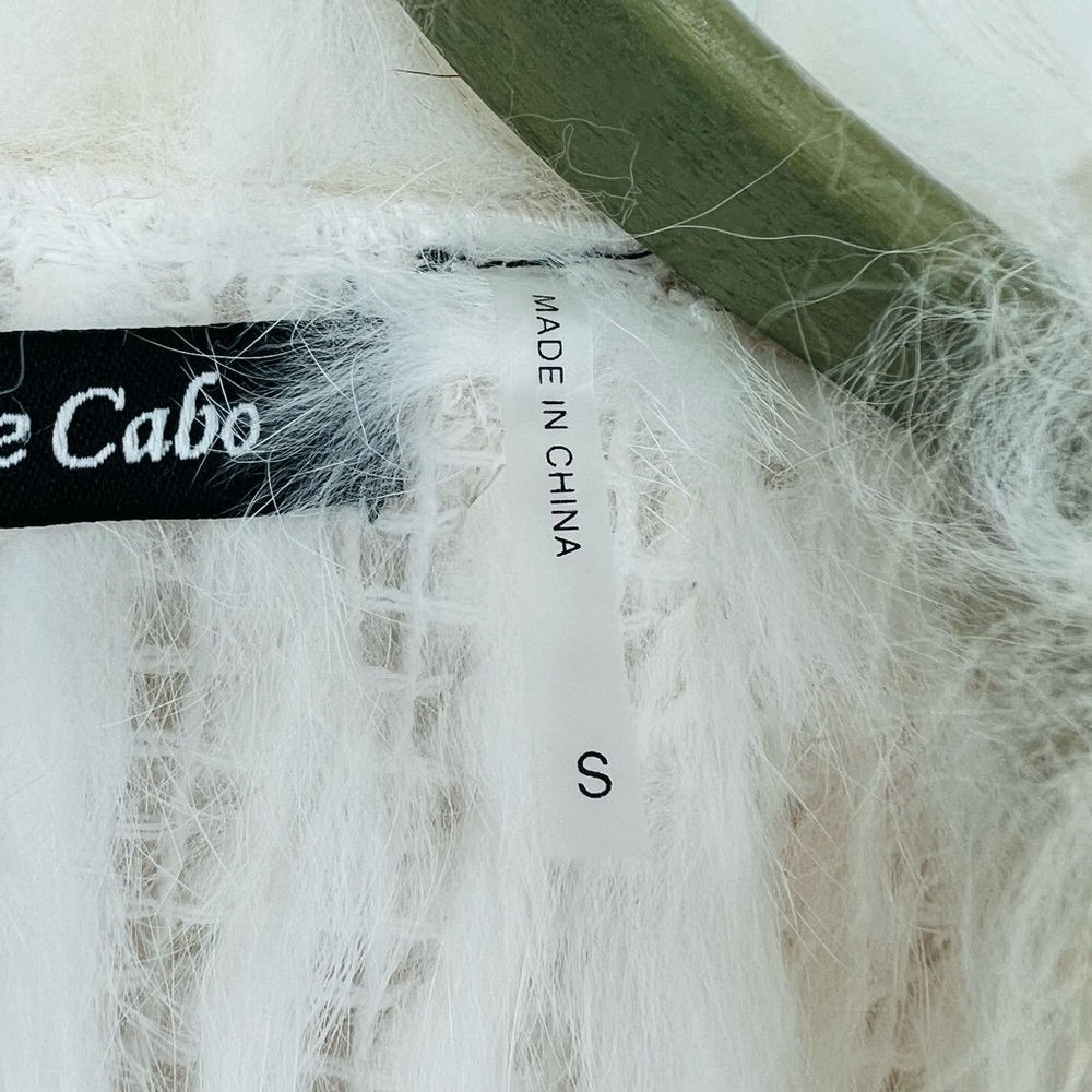 Dolce Cabo Rabbit Fur Vest with Raccoon Trim Ivory Multi Size Small - Picture 13 of 15